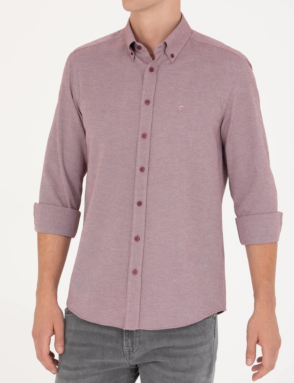 Bordo Slim Fit Uzun Kollu Gömlek - 50275815083