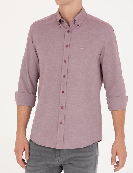 Bordo Slim Fit Uzun Kollu Gömlek - 50275815083