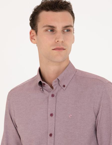 Bordo Slim Fit Uzun Kollu Gömlek - 50275815083
