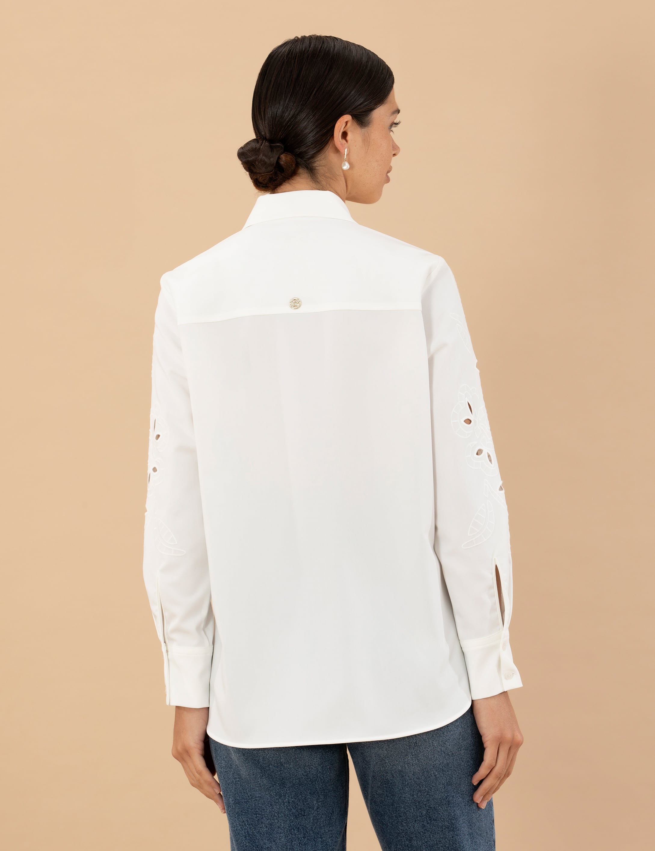 Beyaz Comfort Fit Uzun Kollu Gömlek - Image 5