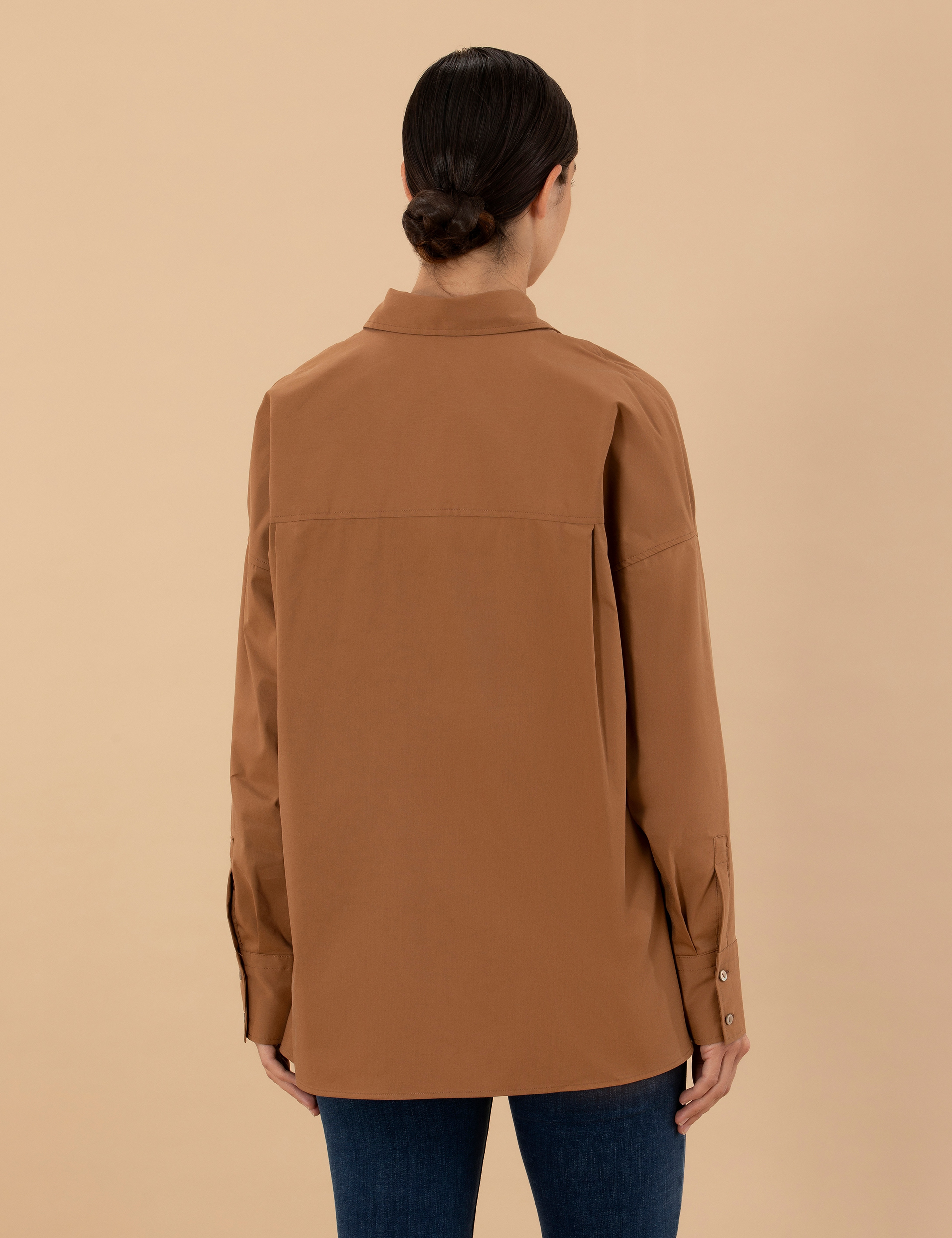 Camel Oversize Uzun Kollu Gömlek - Image 5