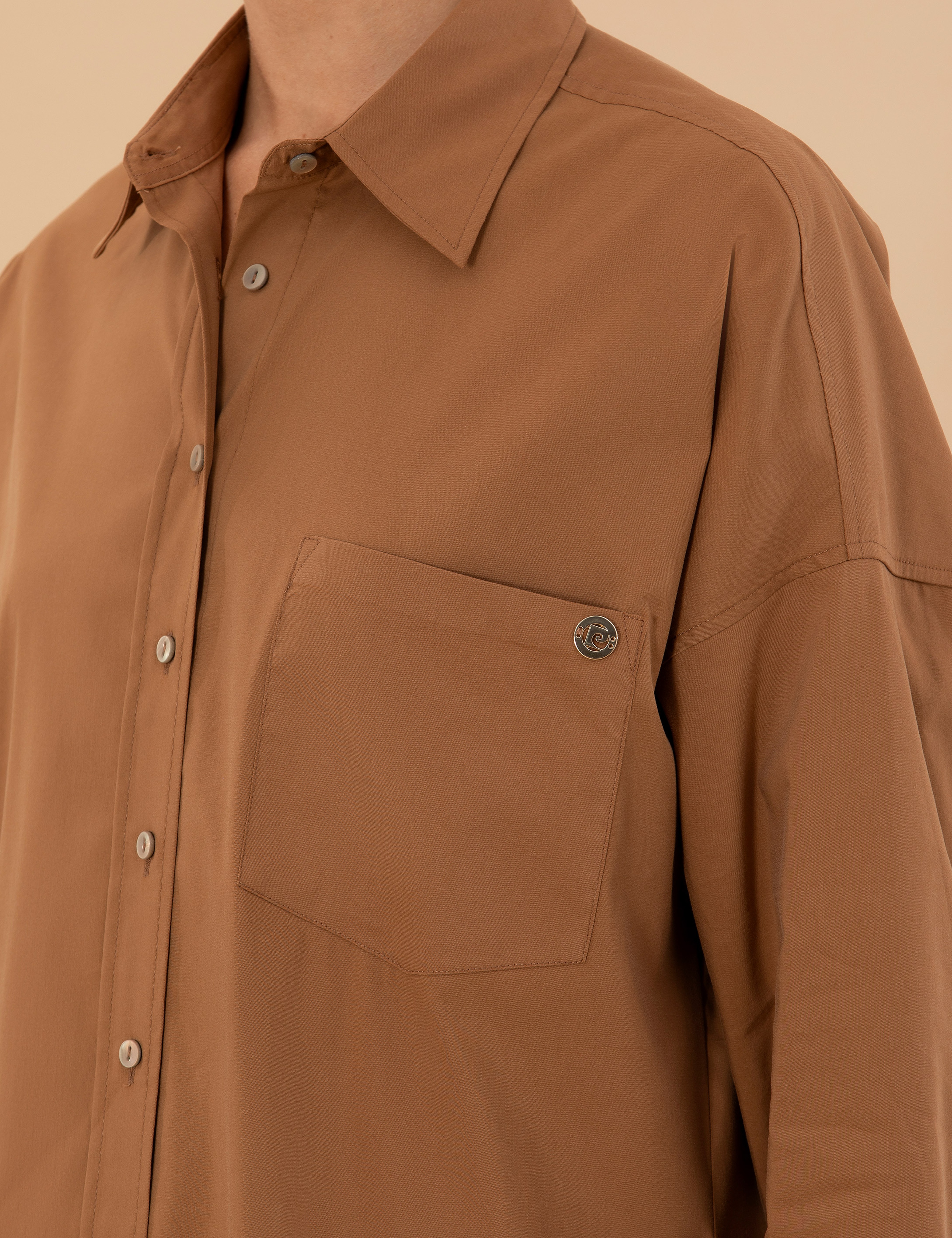 Camel Oversize Uzun Kollu Gömlek - Image 7
