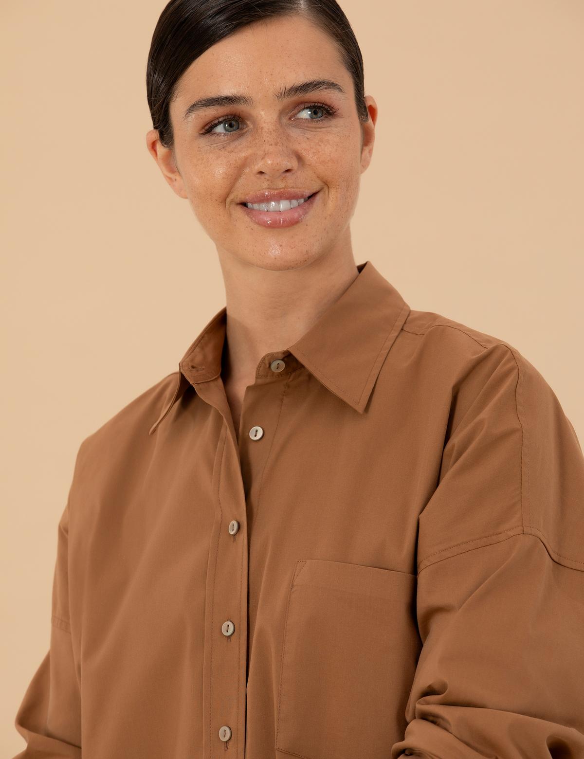 Camel Oversize Uzun Kollu Gömlek - 50273282010