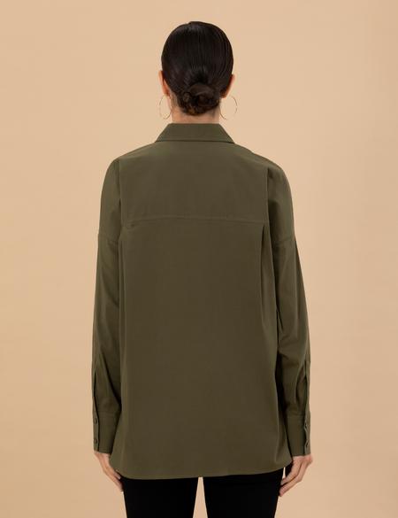 Kahverengi Oversize Uzun Kollu Gömlek - 50273282053