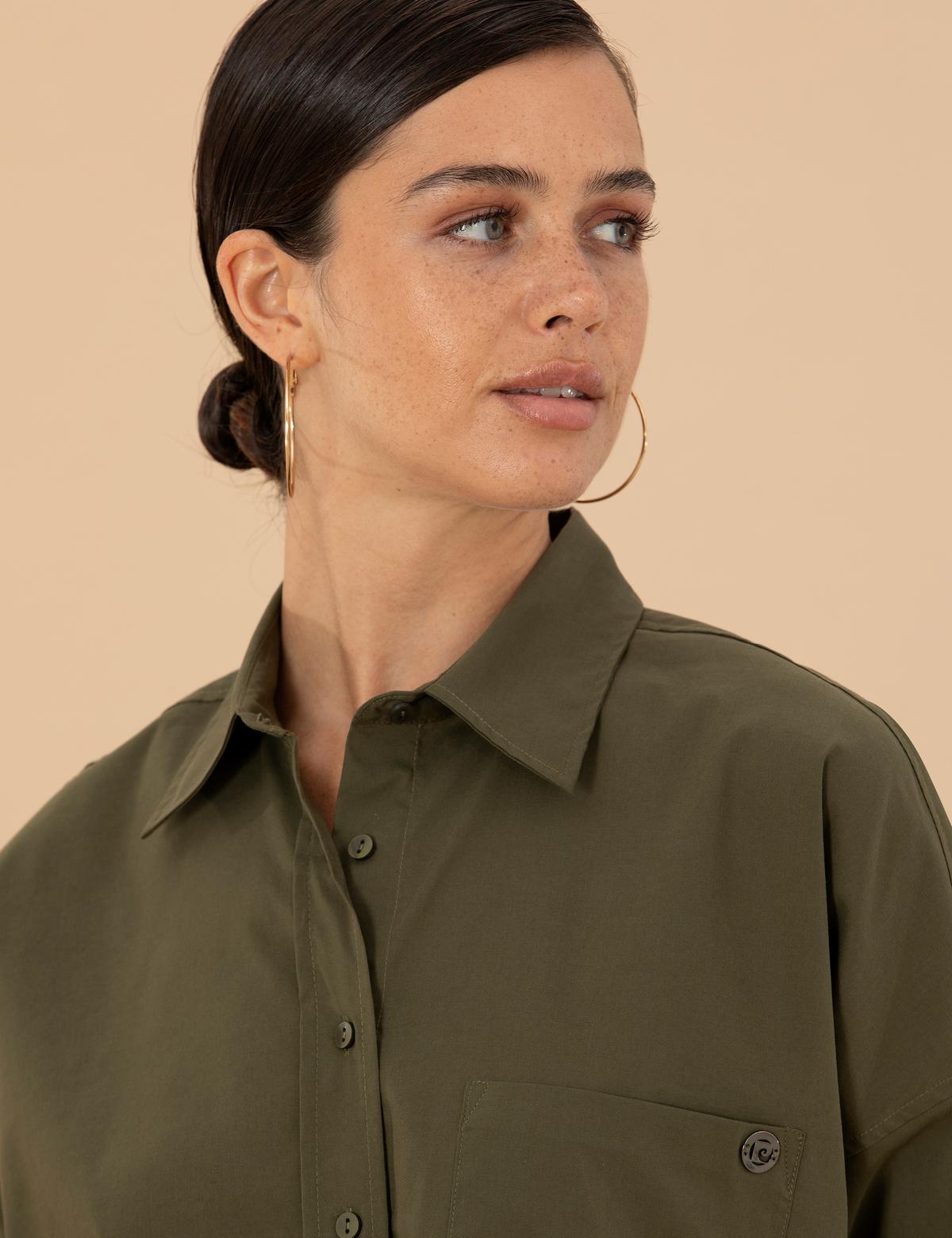 Kahverengi Oversize Uzun Kollu Gömlek - 50273282053