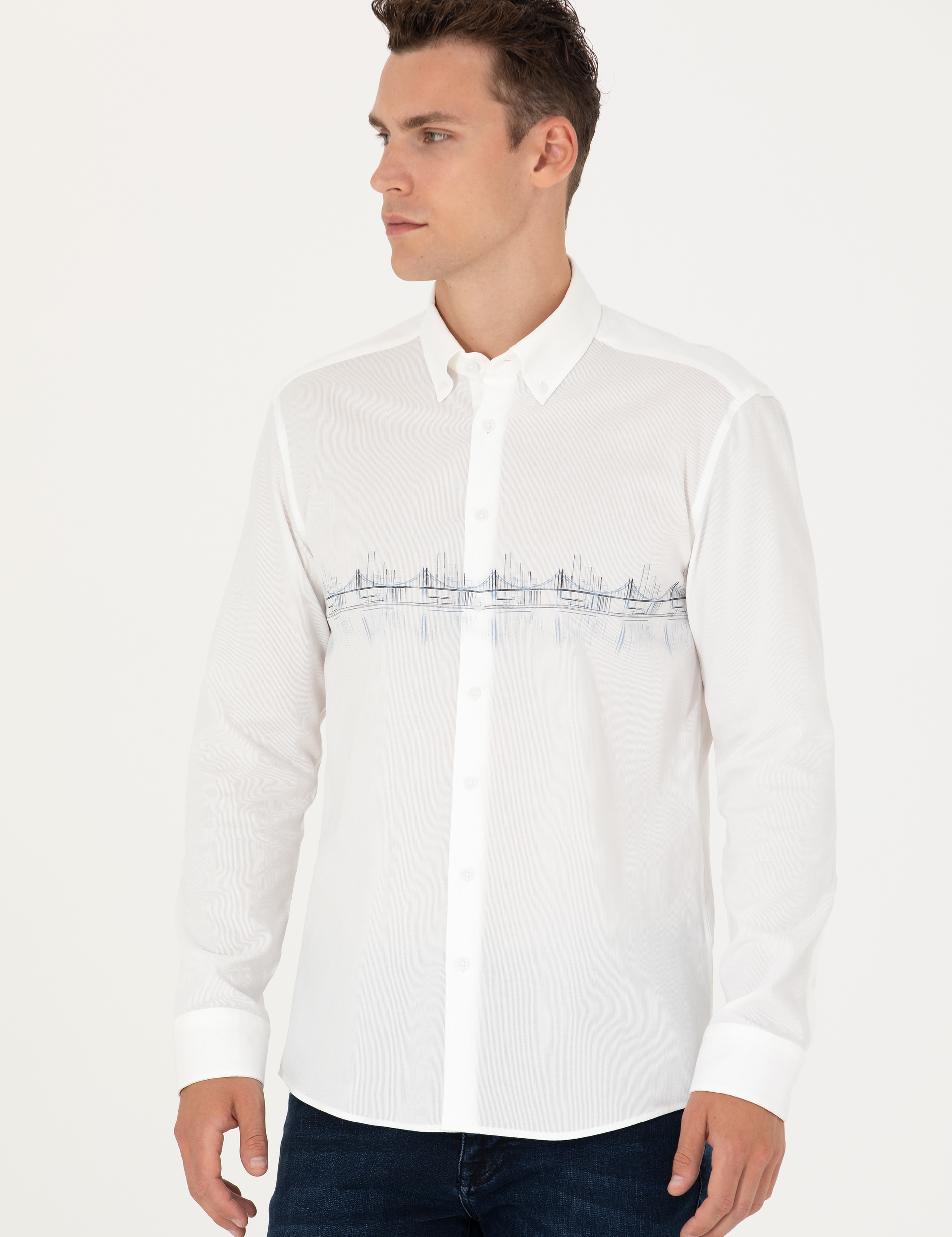 Saks Slim Fit Uzun Kollu Gömlek - Image 1