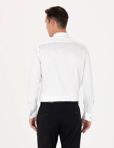 Beyaz Slim Fit Uzun Kollu Basic Gömlek
