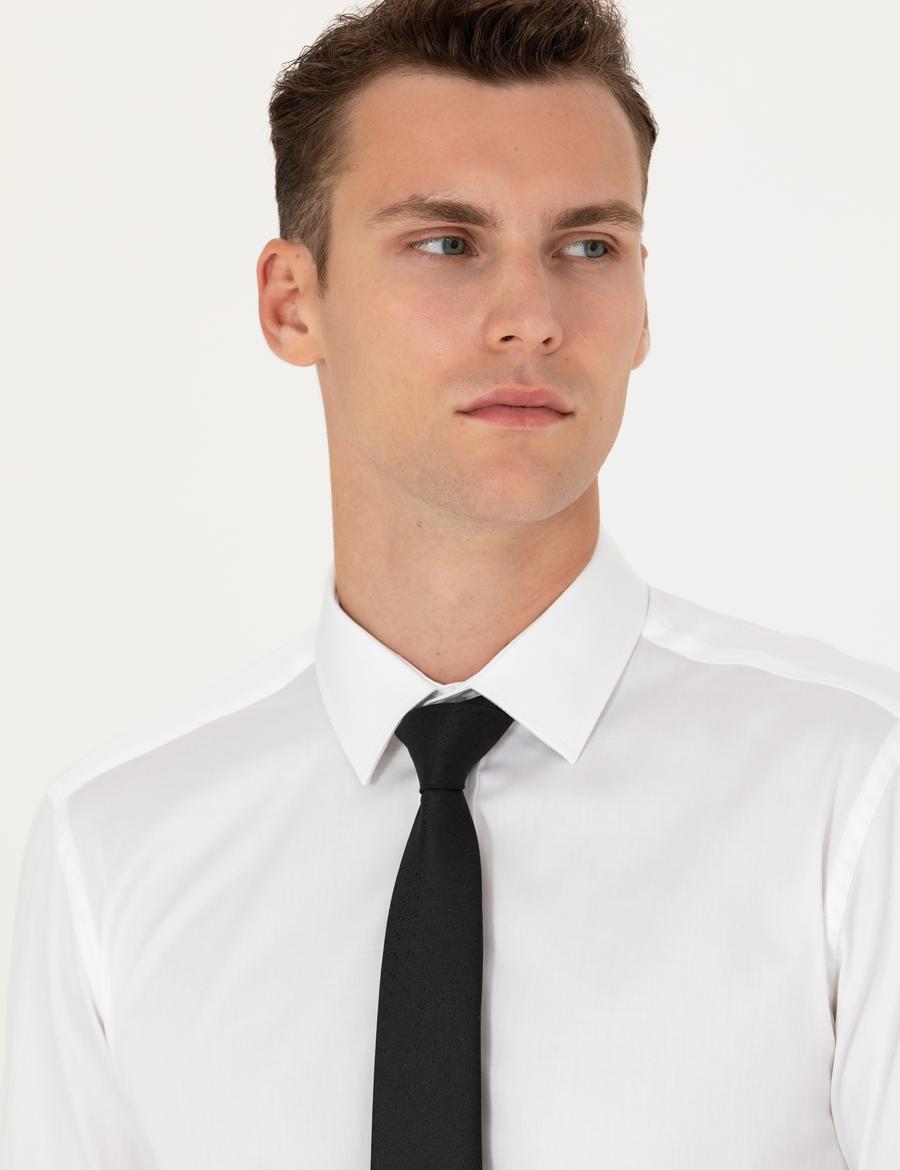 Beyaz Slim Fit Uzun Kollu Basic Gömlek