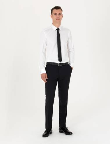 Beyaz Slim Fit Uzun Kollu Basic Gömlek