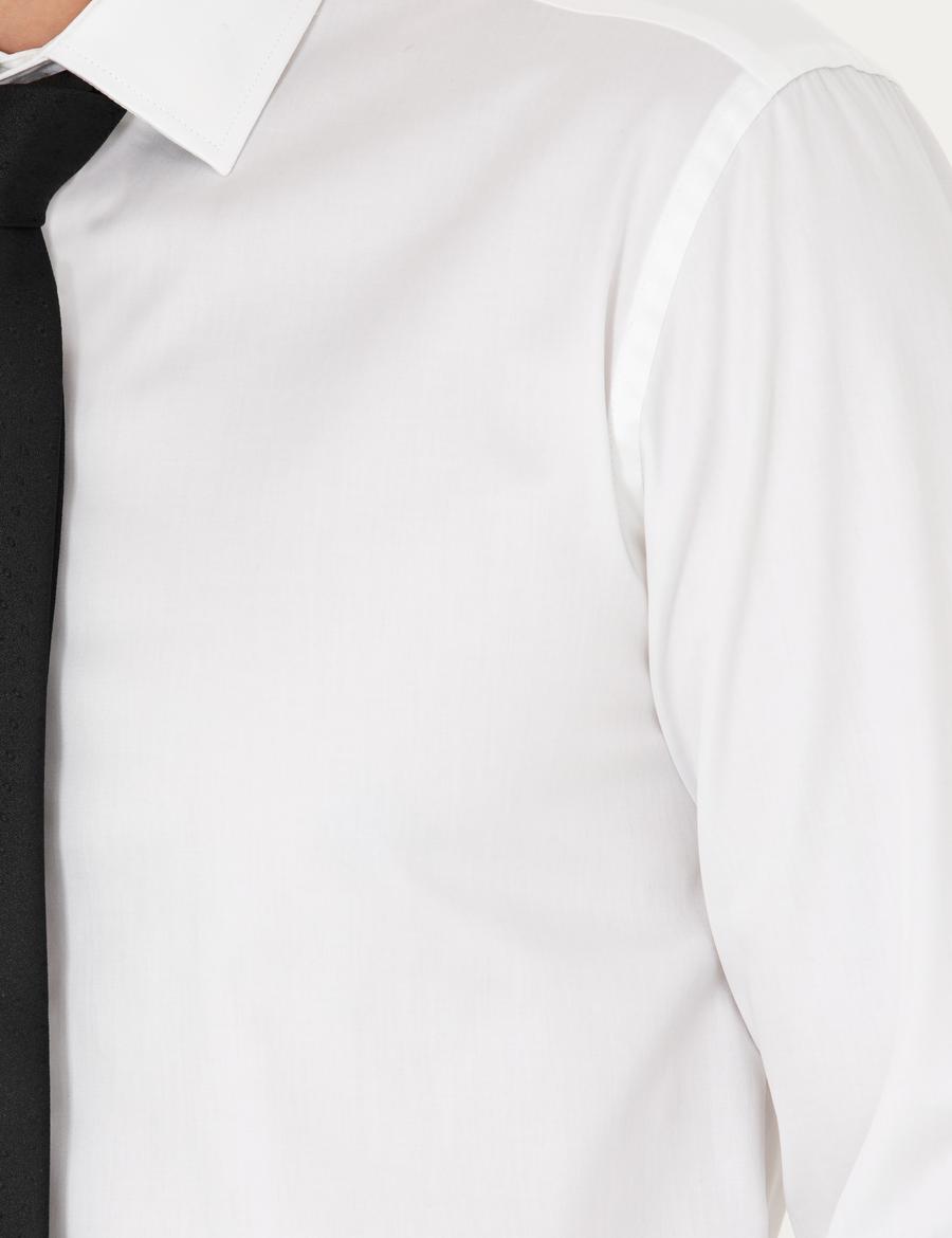 Beyaz Slim Fit Uzun Kollu Basic Gömlek