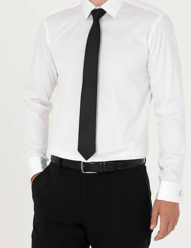 Beyaz Slim Fit Uzun Kollu Basic Gömlek