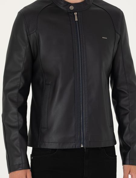 Lacivert Deri Ceket - 50280327007