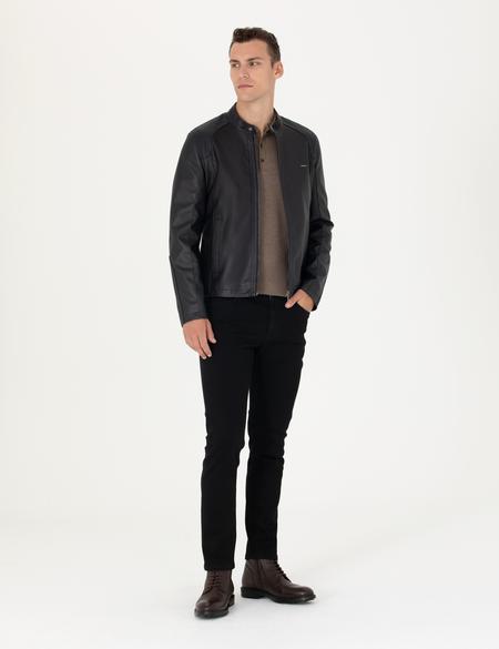 Lacivert Deri Ceket - 50280327007