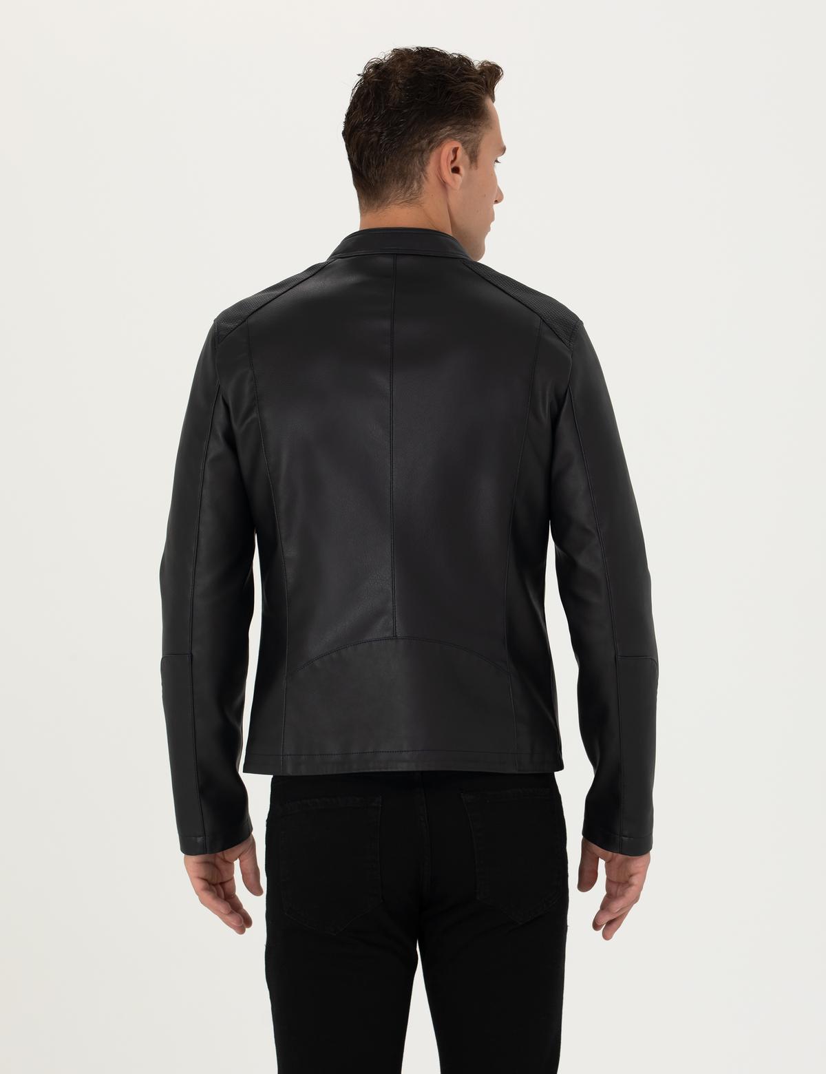 Lacivert Deri Ceket - 50280327007