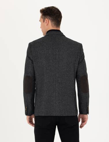 Antrasit Slim Fit Yün Karışımlı Ceket