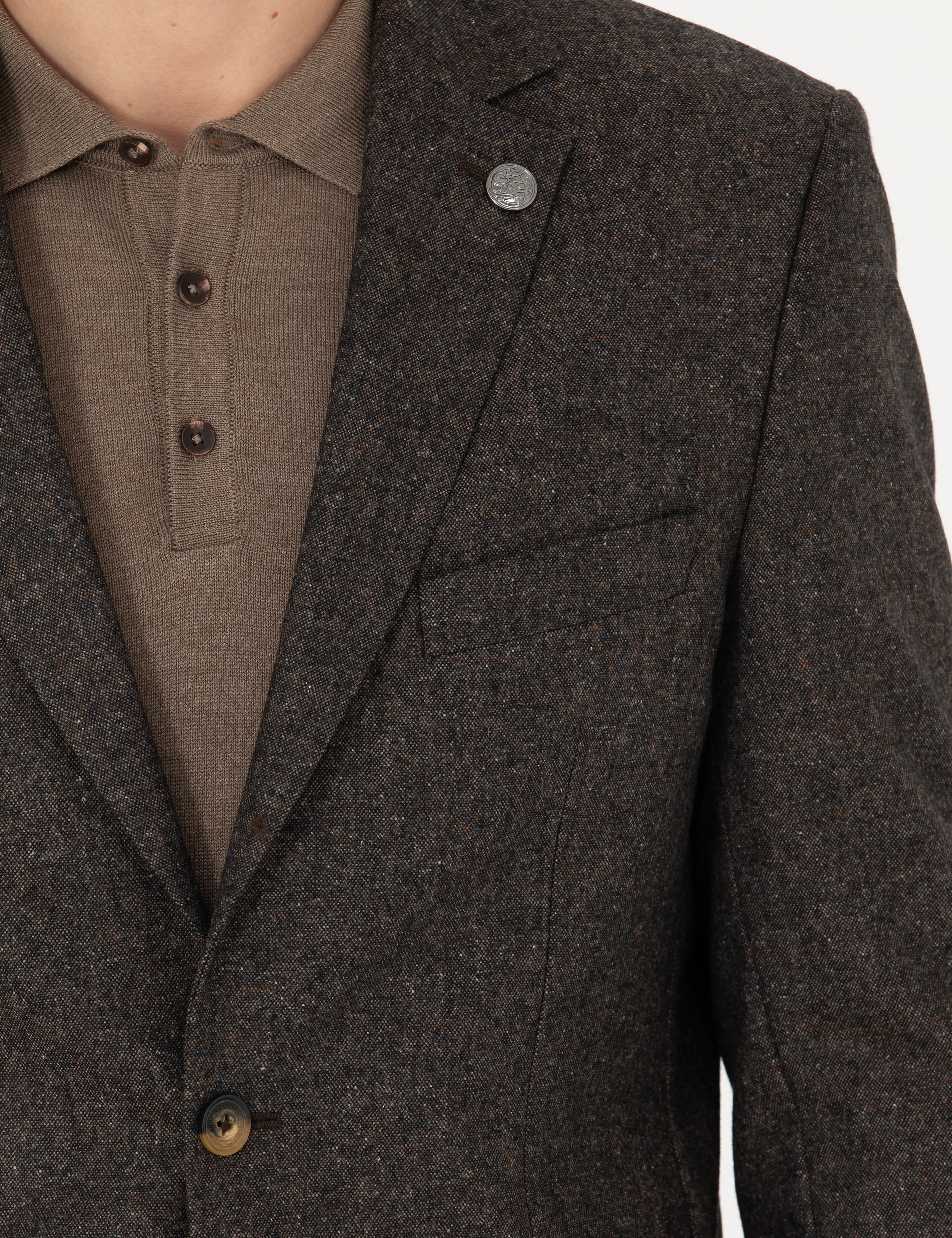 Kahverengi Slim Fit Yün Karışımlı Ceket - Image 7