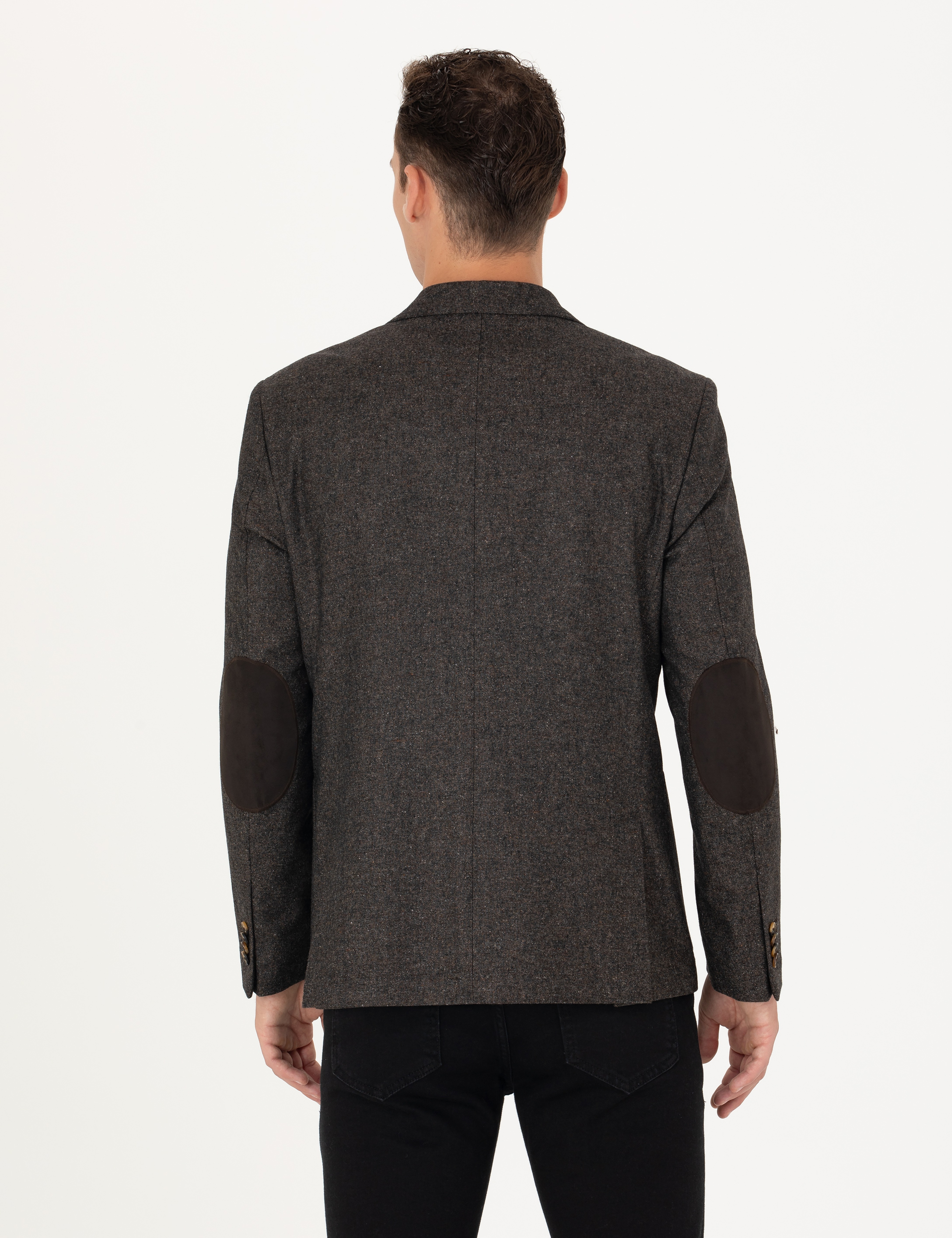 Kahverengi Slim Fit Yün Karışımlı Ceket - Image 5