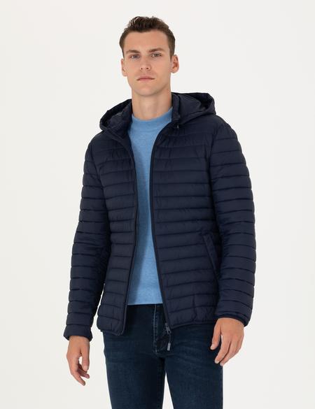 Lacivert Kapişonlu Baharlık Mevsimlik Mont - 50270904011