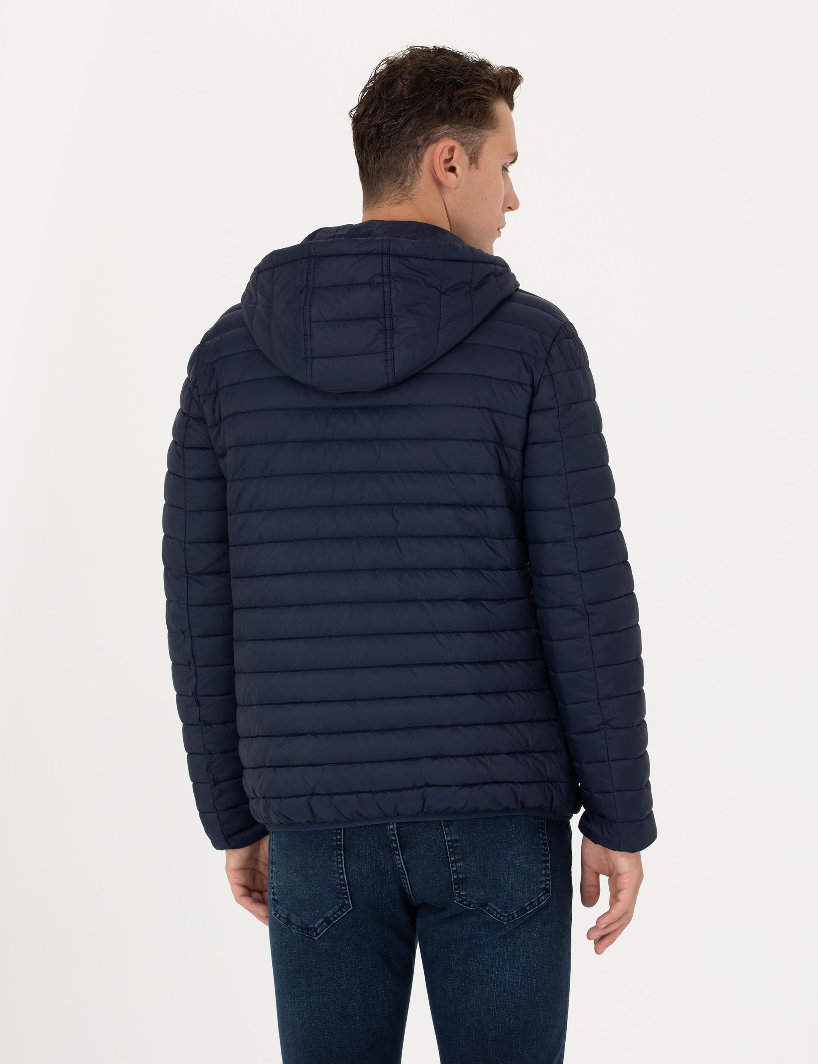 Lacivert Kapişonlu Baharlık Mevsimlik Mont