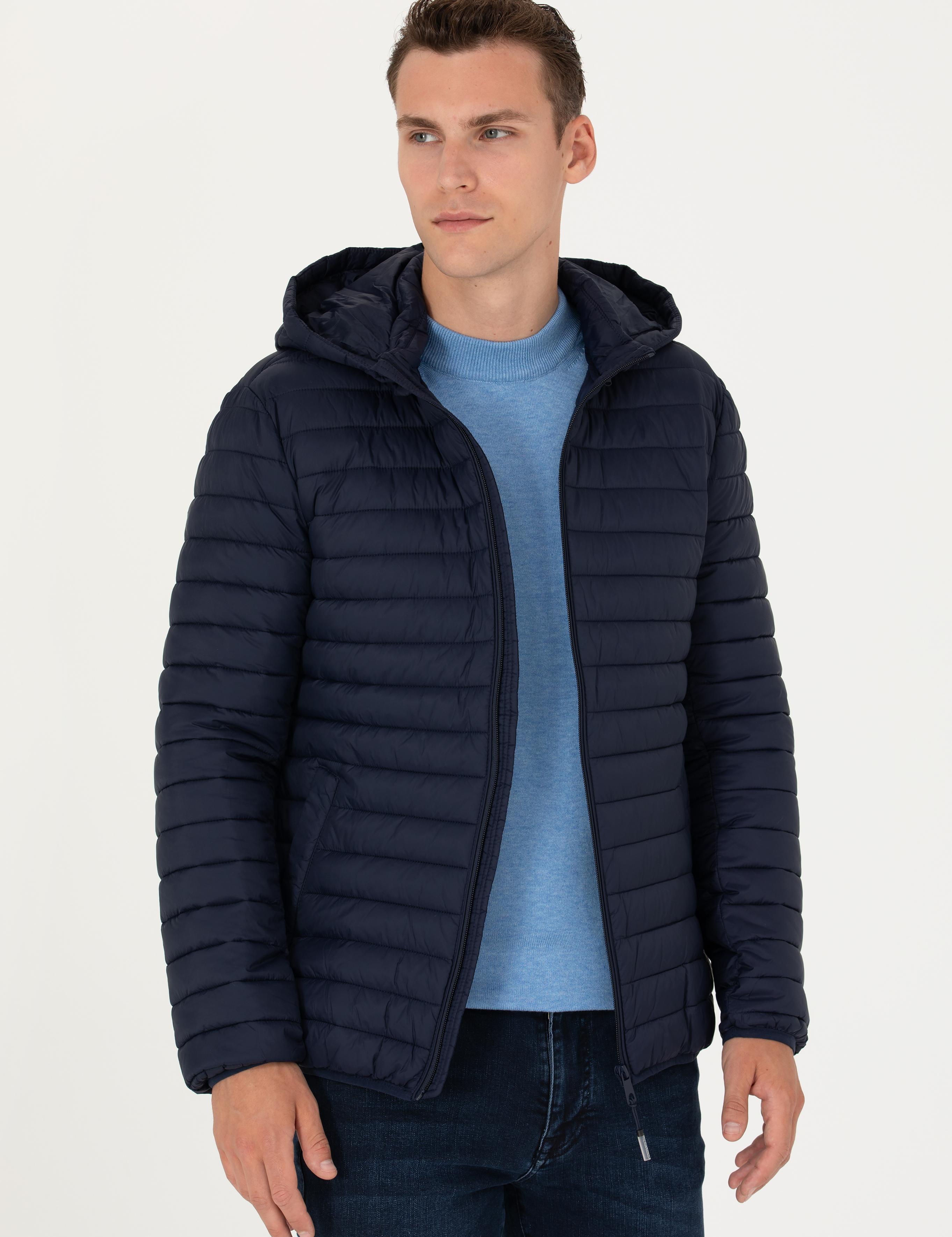 Lacivert Kapişonlu Baharlık Mevsimlik Mont