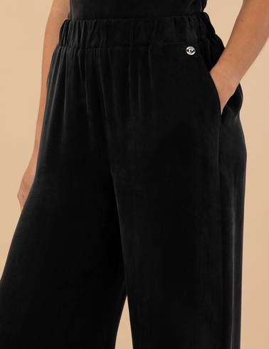 Siyah Kupro Kumaş Loose Fit Pantolon