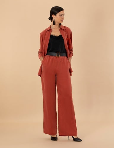 Kiremit Kupro Kumaş Loose Fit Pantolon