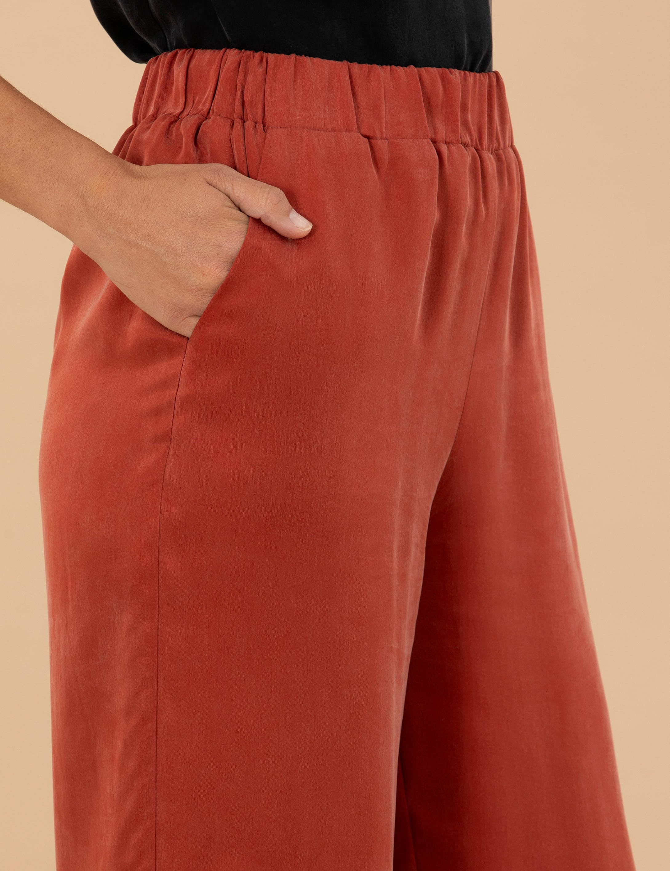 Pierre Cardin Kiremit Kupro Kumaş Loose Fit Pantolon görsel 5