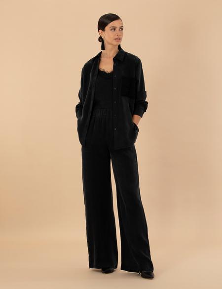 Siyah Cupro Regular Fit  Uzun Kollu Gömlek - 50273130008