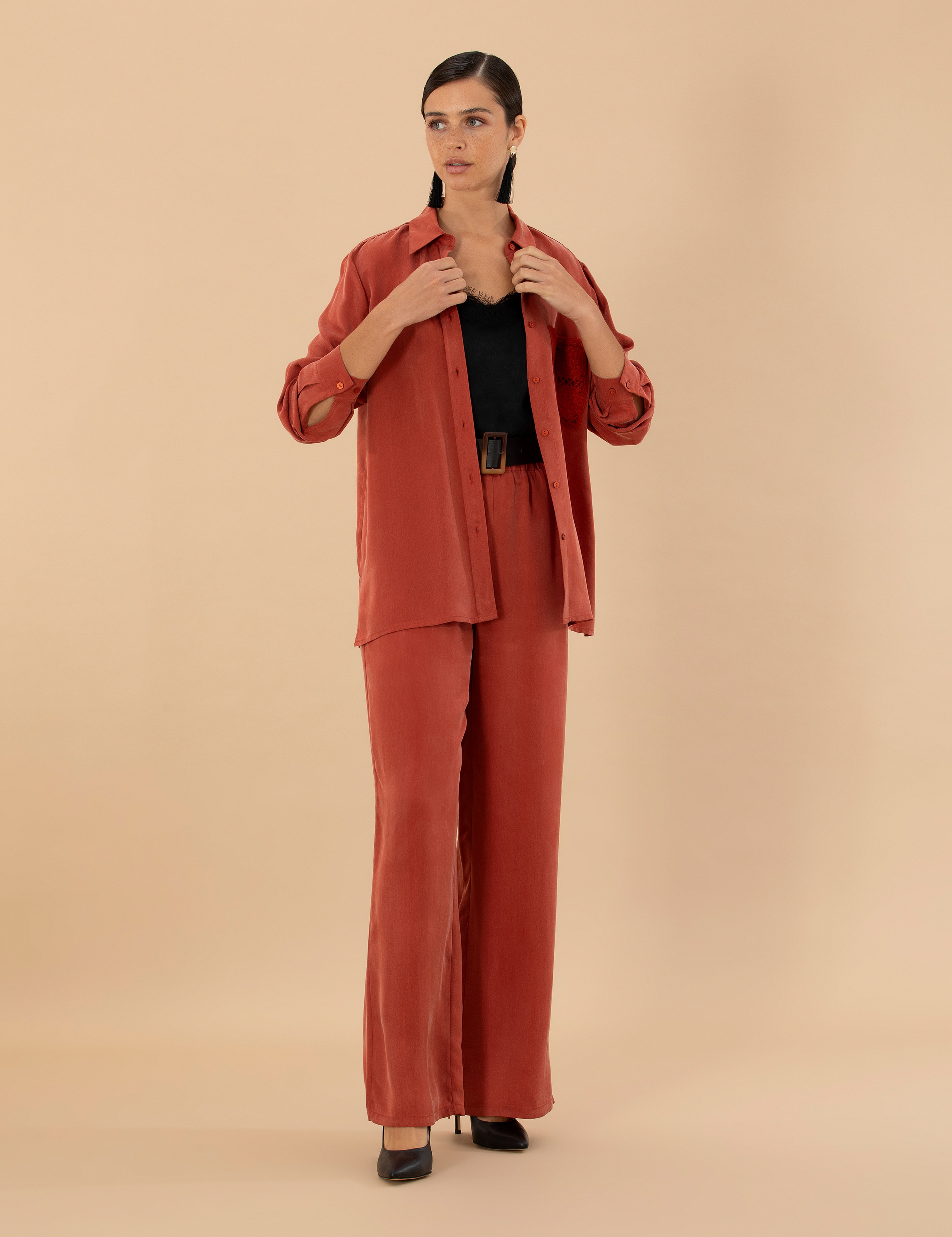Kiremit Regular Fit Uzun Kollu Gömlek - Image 4