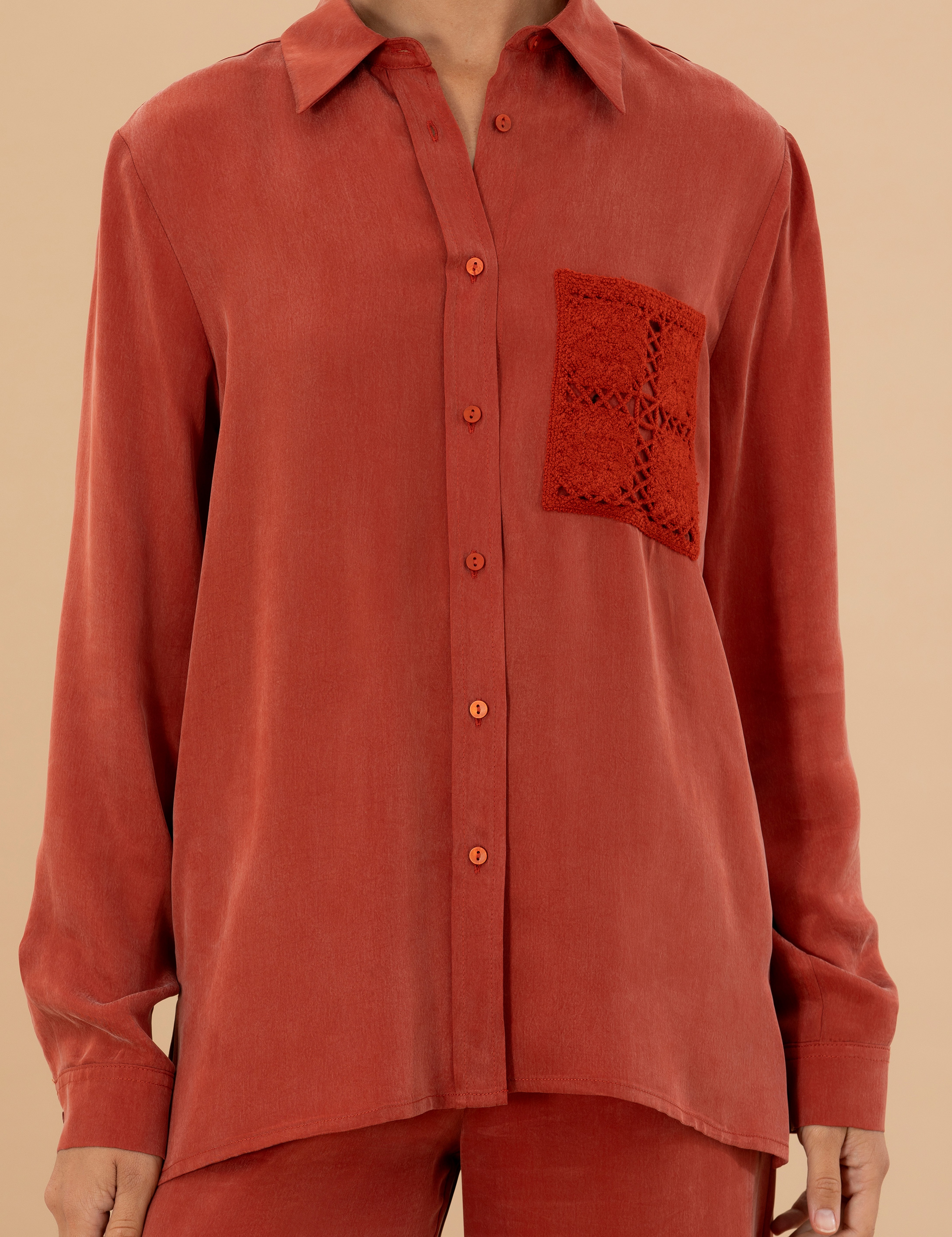 Kiremit Regular Fit Uzun Kollu Gömlek - Image 6