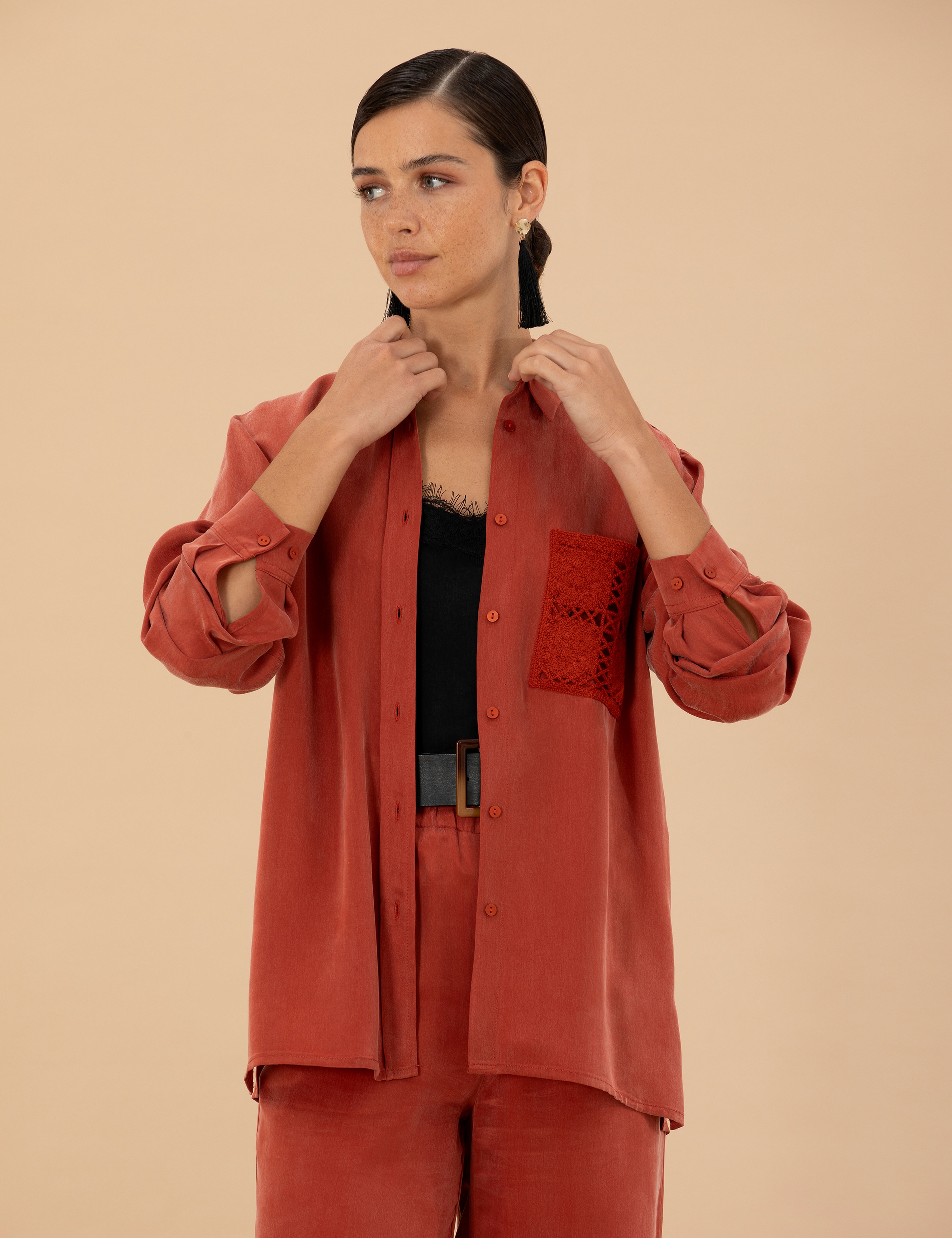 Kiremit Regular Fit Uzun Kollu Gömlek - Image 3