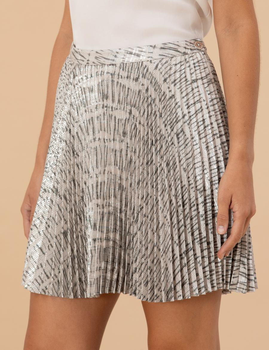 Krem Pileli Kloş Etek