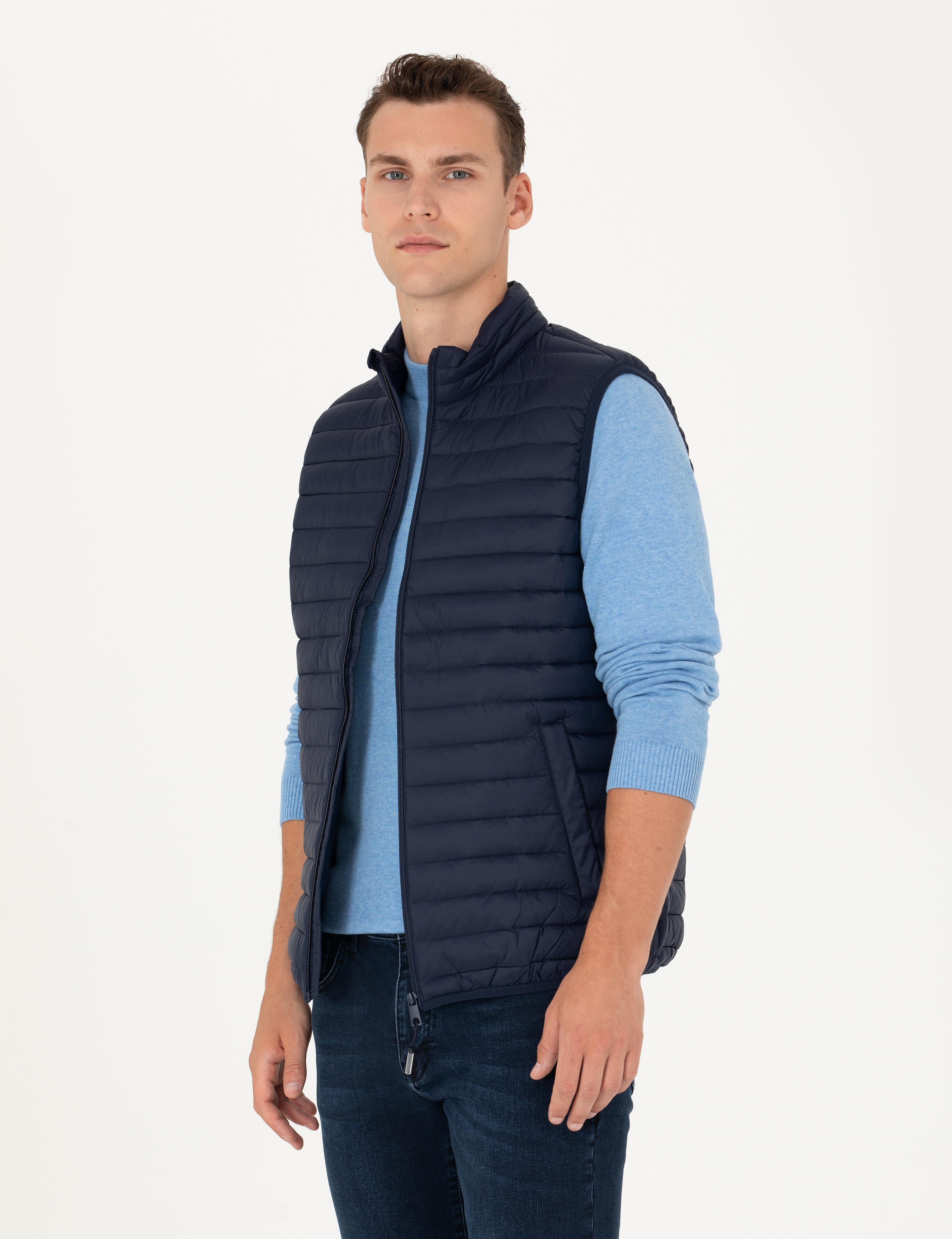 Lacivert Slim Fit Yelek - Image 3
