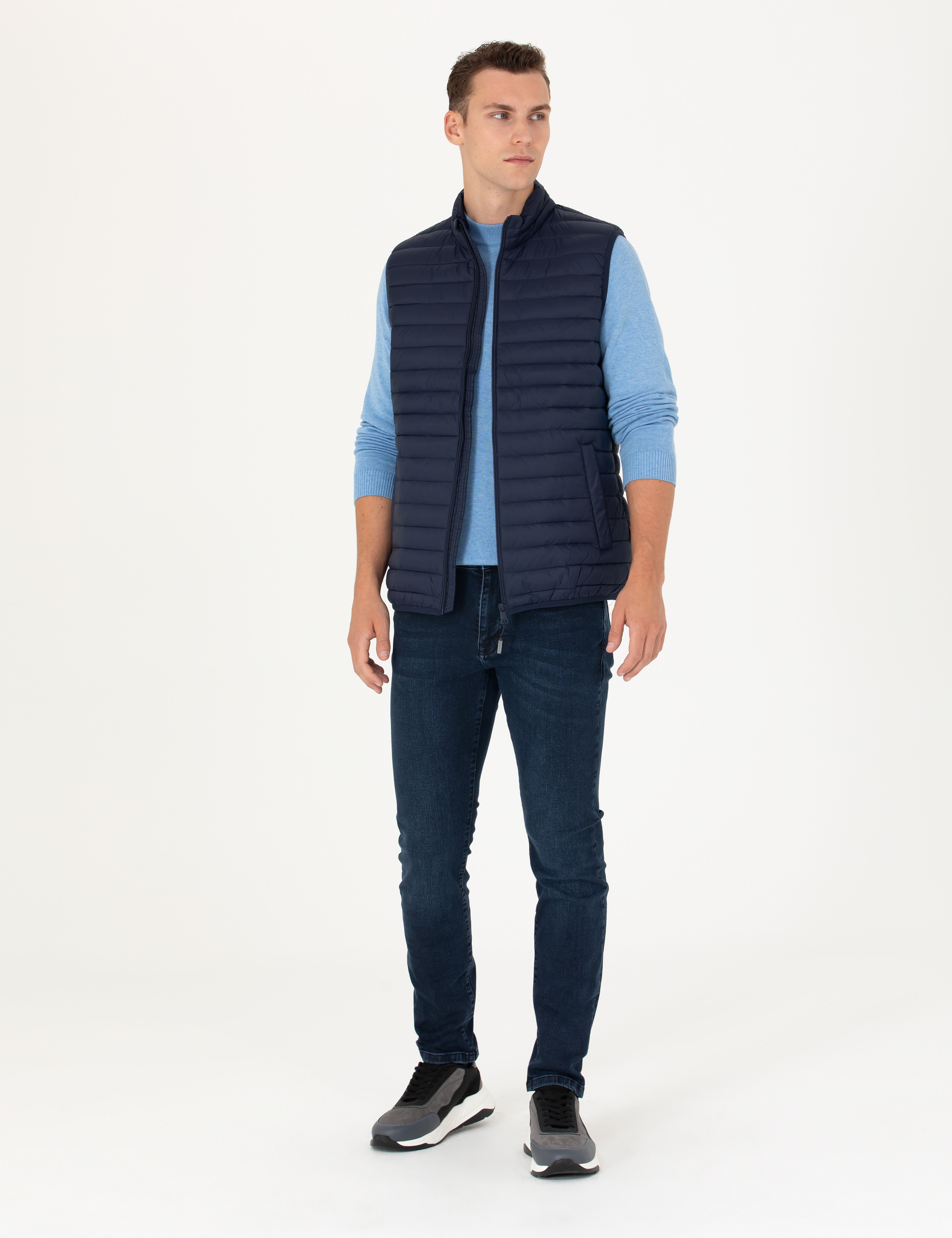 Lacivert Slim Fit Yelek - Image 4