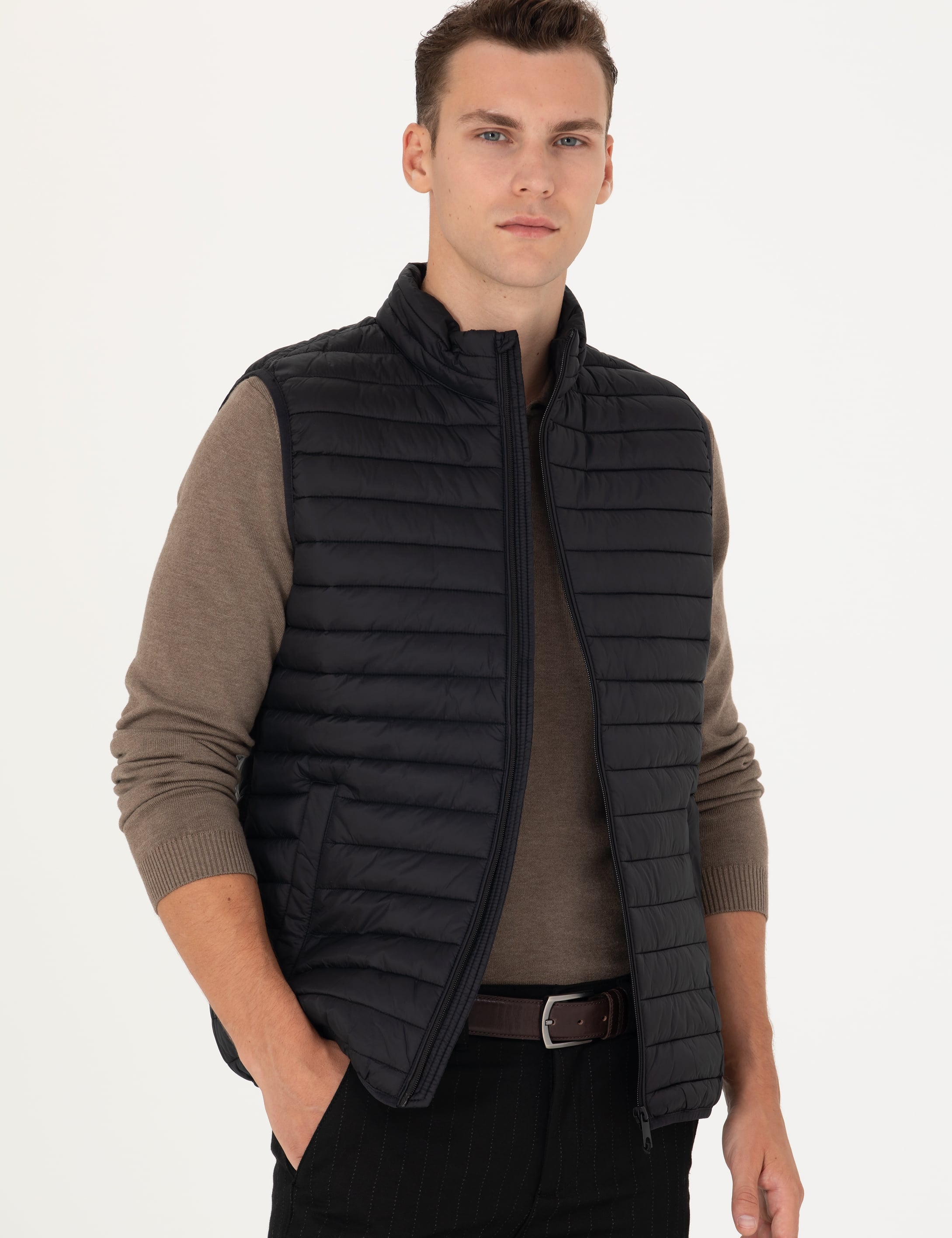 Pierre Cardin Siyah Slim Fit Yelek görsel 3