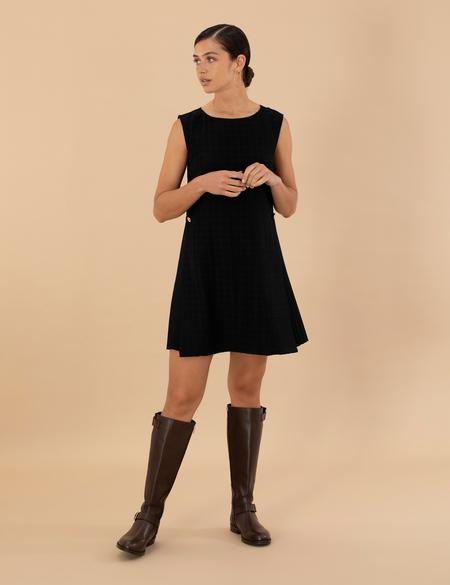 Siyah A Kesim Dokuma Elbise - 50275627015