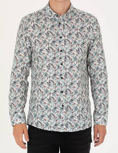 Mint Slim Fit Uzun Kollu Gömlek
