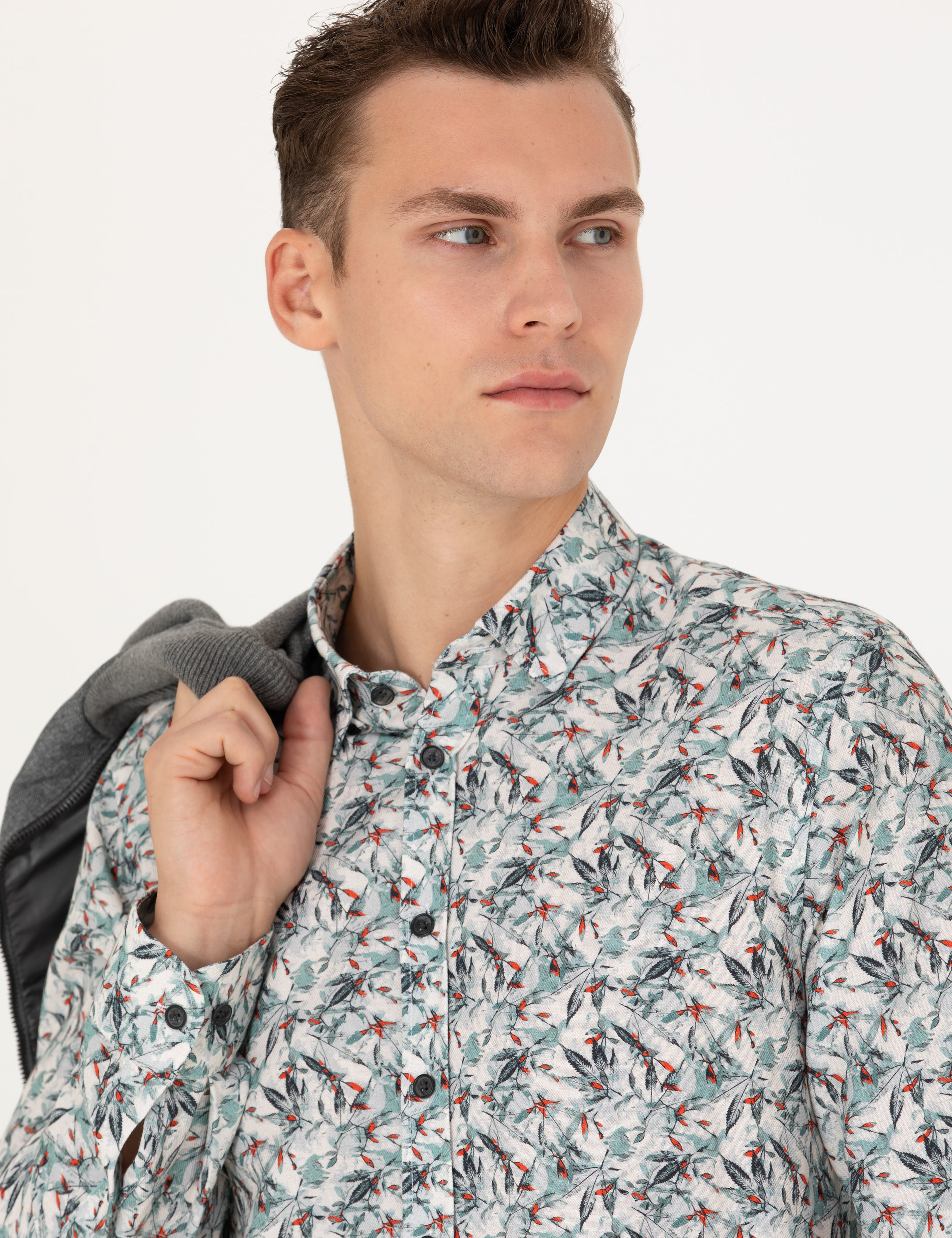 Mint Slim Fit Uzun Kollu Gömlek