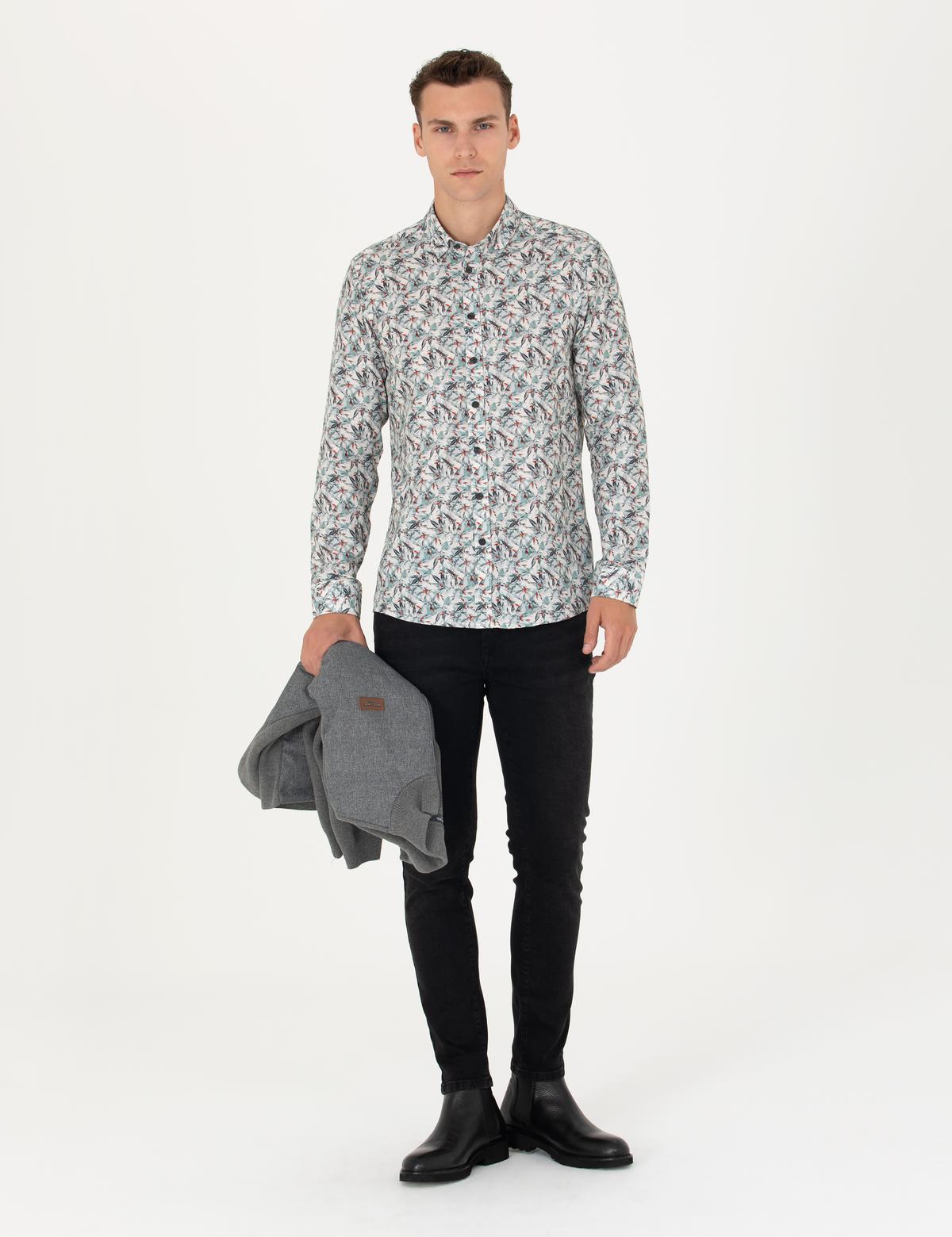 Mint Slim Fit Uzun Kollu Gömlek - 50276458035