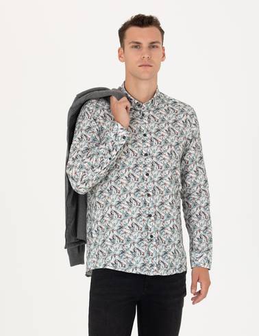Mint Slim Fit Uzun Kollu Gömlek