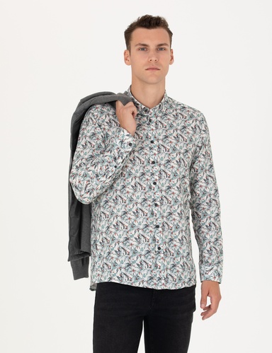 Mint Slim Fit Uzun Kollu Gömlek