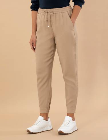 Bej Carrot Fit Kumaş Pantolon