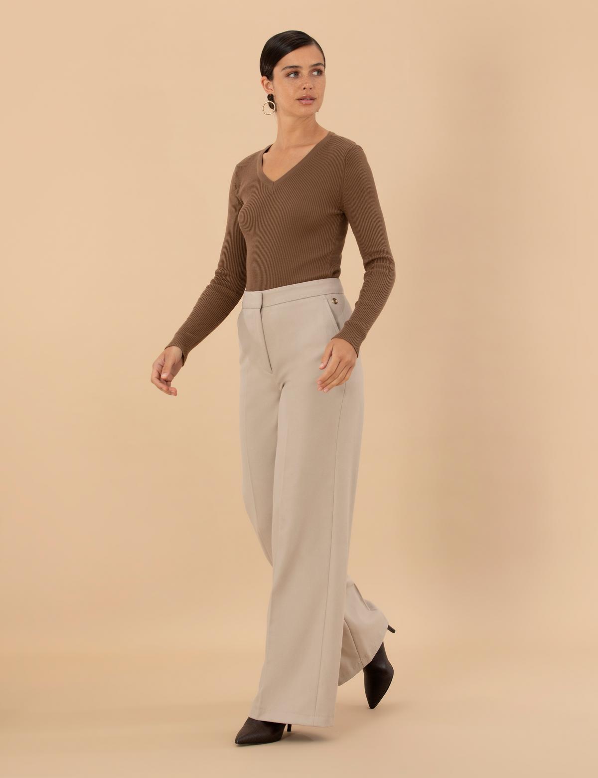 Krem Kumaş Pantolon - 50273099036