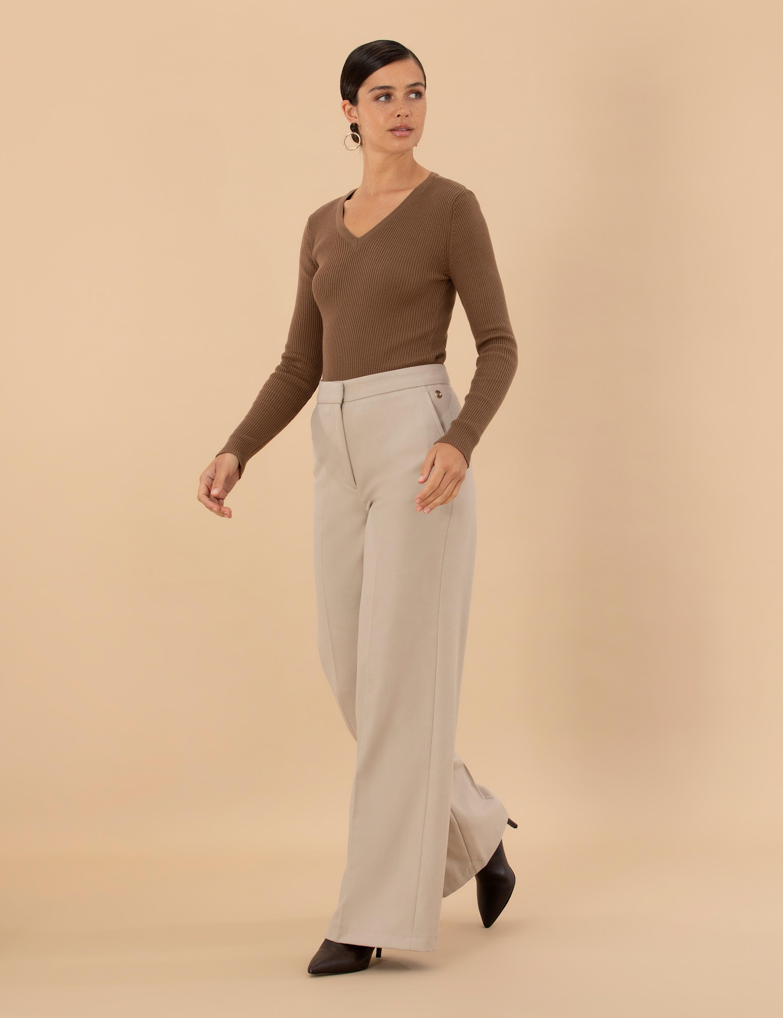 Krem Kumaş Pantolon