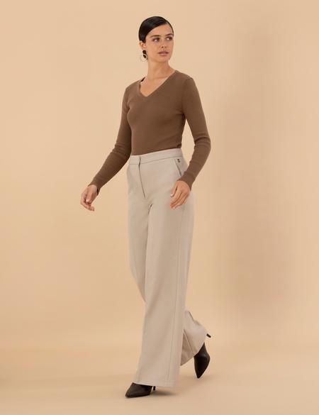 Krem Kumaş Pantolon - 50273099036