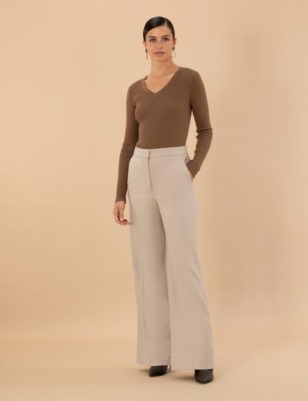 Krem Kumaş Pantolon - 50273099036