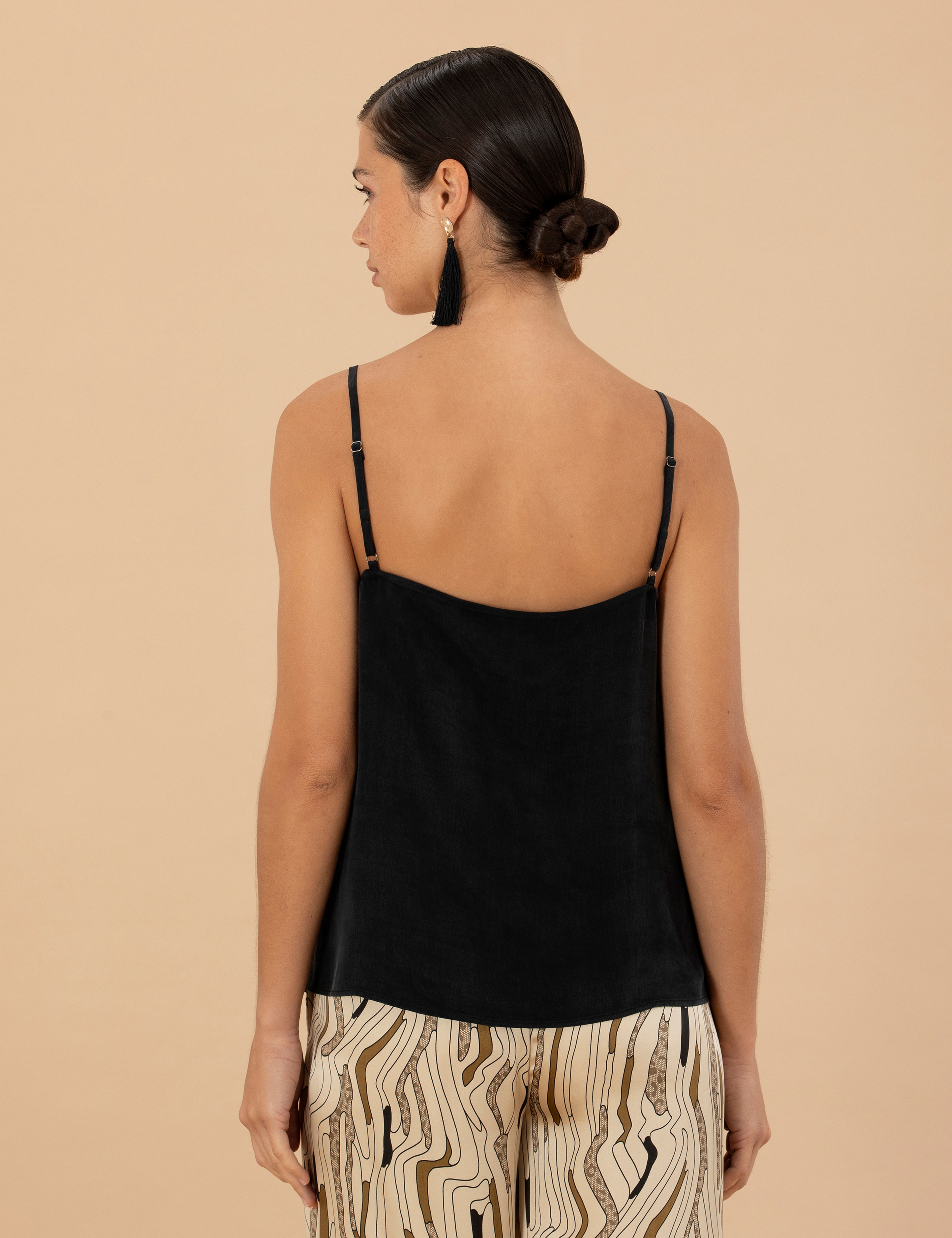 Siyah Cupro Regular Fit Bluz - Image 5