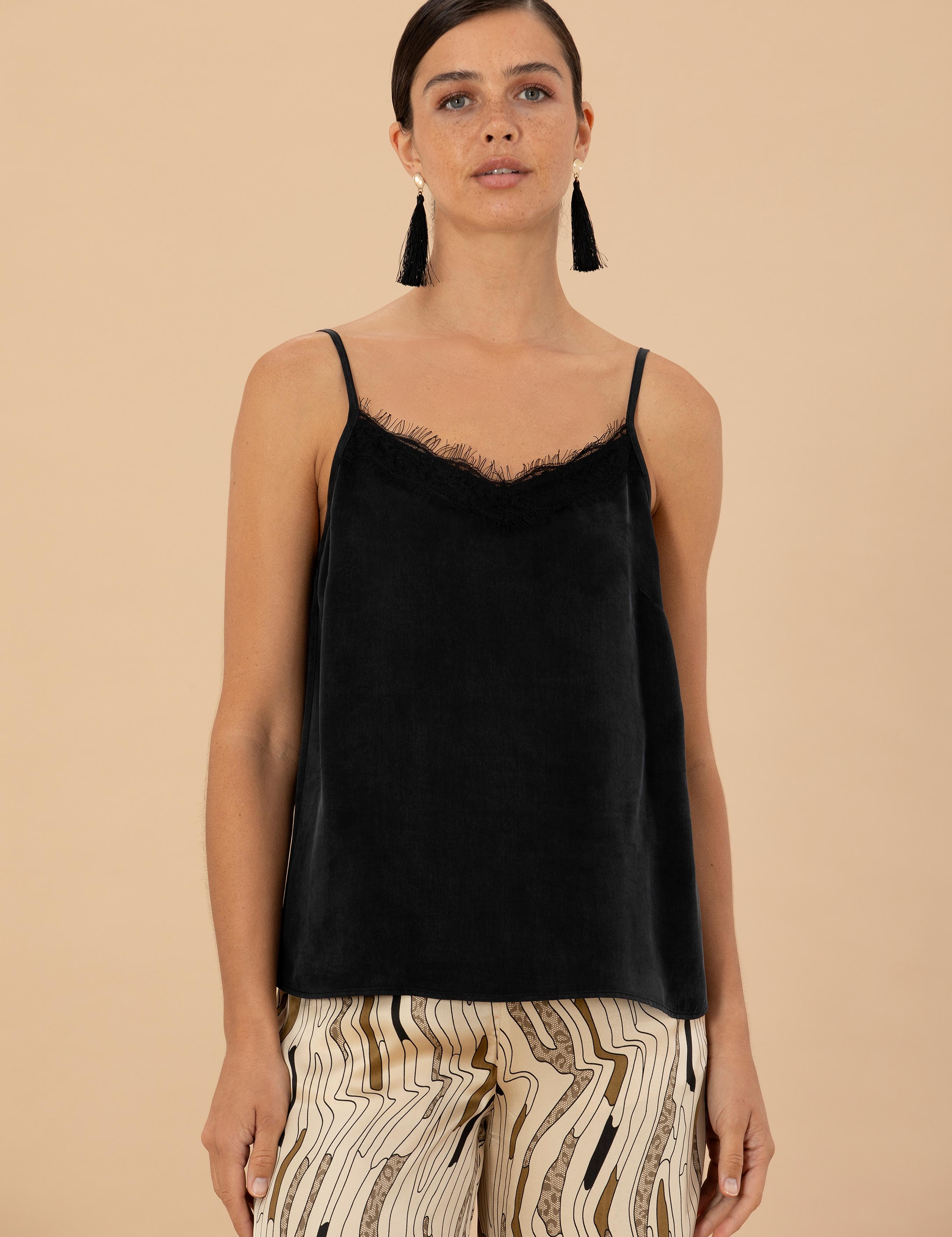 Siyah Cupro Regular Fit Bluz