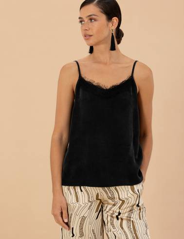 Siyah Cupro Regular Fit Bluz
