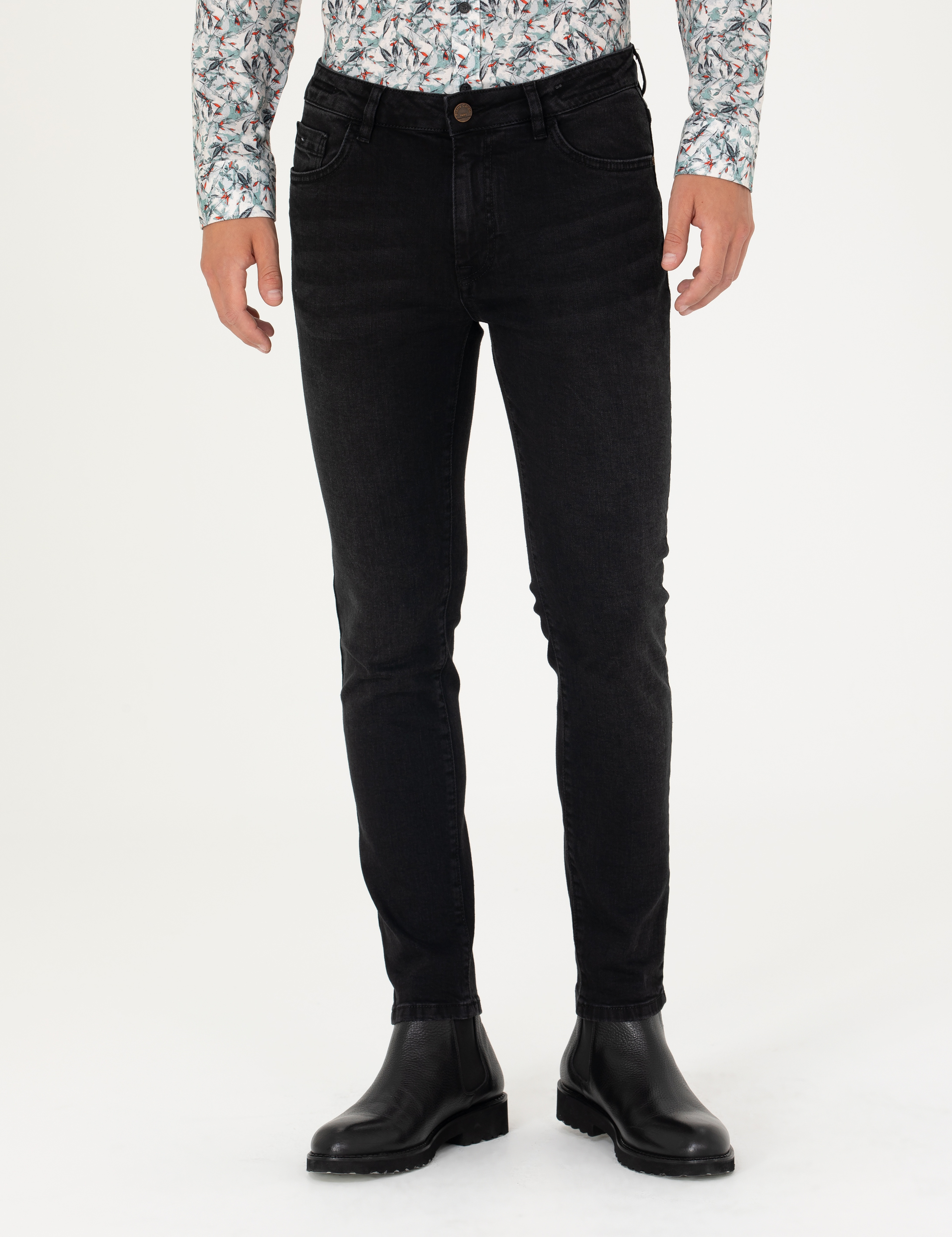 Siyah Slim Fit Jean Pantolon - Image 2